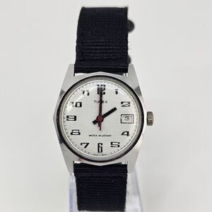 VTG 1976 Timex 31MM Sprite Mechanical Watch 24552 02576 WORKING New Canvas Bands